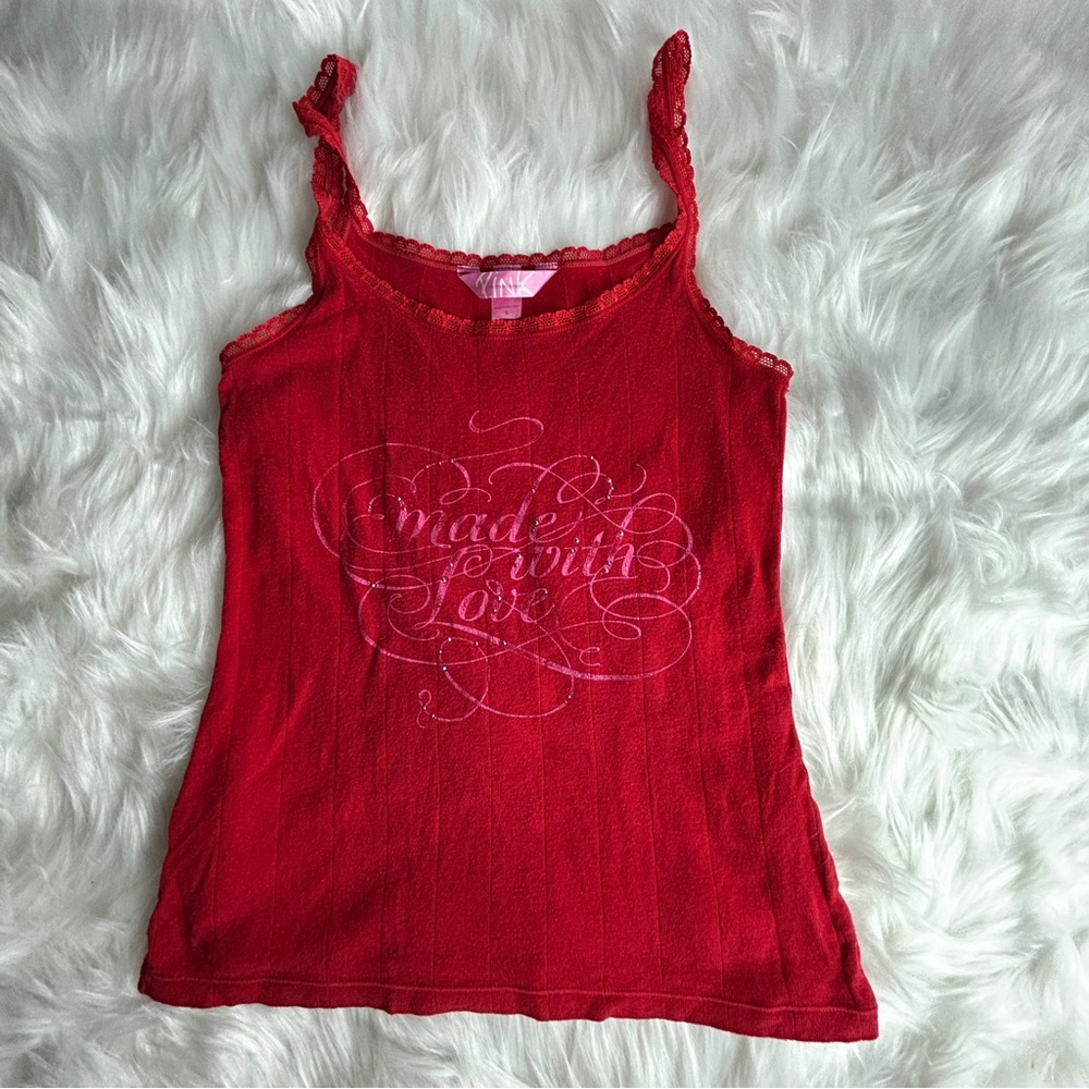 PINK Victoria's Secret Red Lace‎ Trim Top - Picture 5 of 7